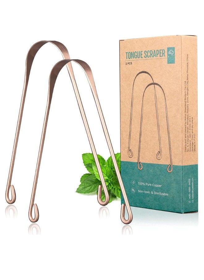 Y-Kelin 2-Piece Pure Copper Tongue Scraper and Cleaner for Oral Care - Non-Toxic & Sterilizable  - Image 1