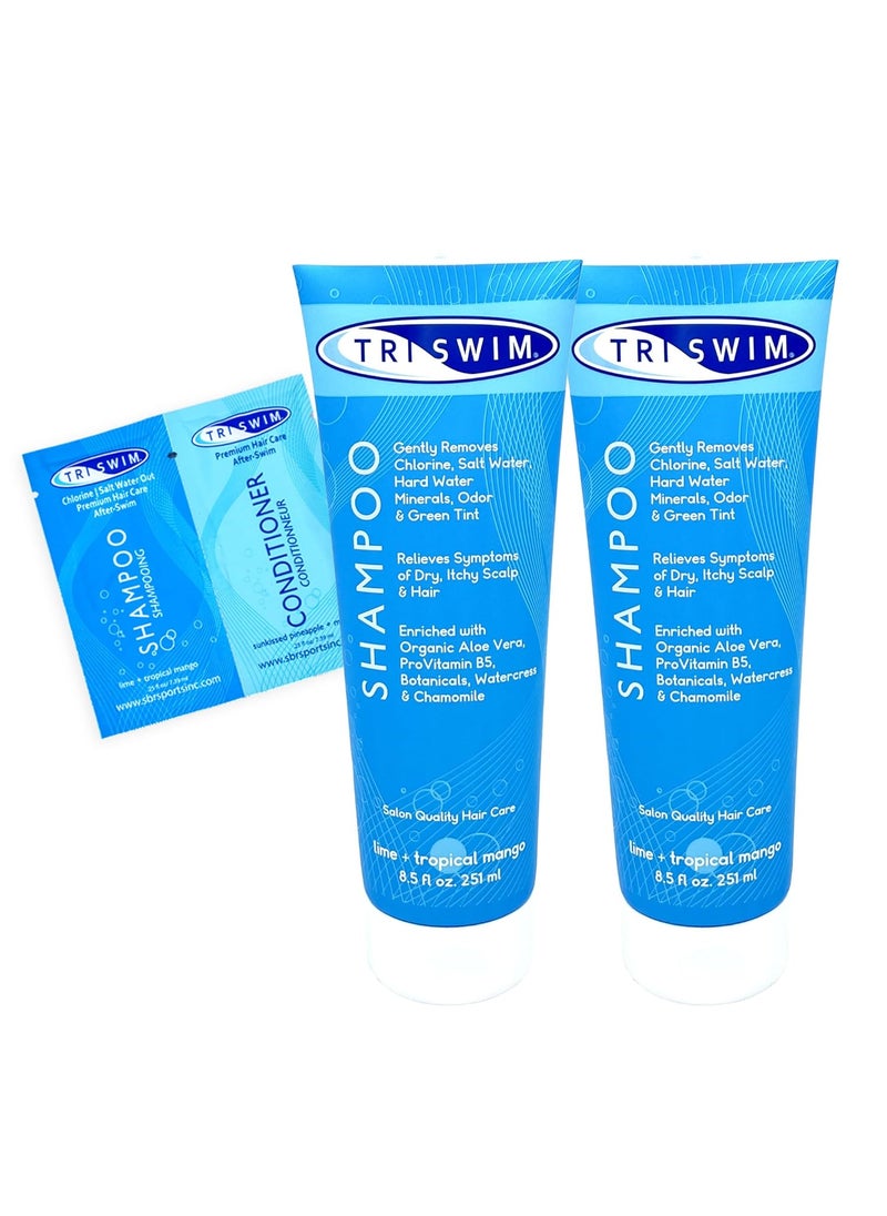 Triswim TRISWIM Chlorine Removal Shampoo 85 Fl Oz  Gently Removes Chlorine Salt Water and Hard Water Buildup  Relieves Dry and Itchy Scalp  Enriched with Organic Aloe Vera and Botanicals  Pack of 2 