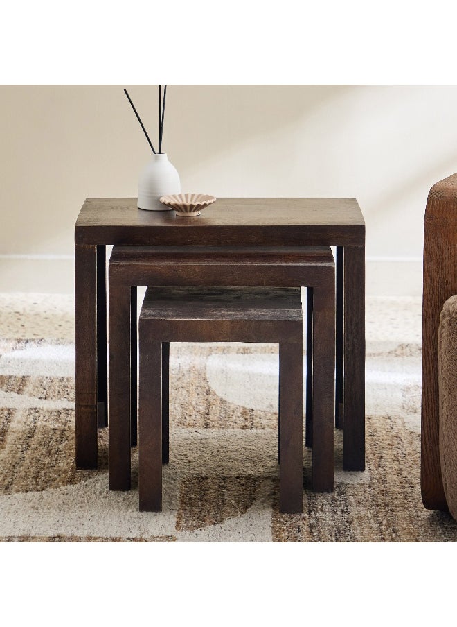 Home Box Cube Solid Wood Nest of Tables - Set of 3  - Image 2