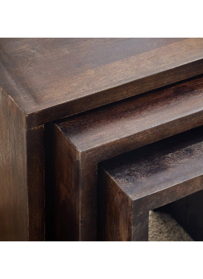 Home Box Cube Solid Wood Nest of Tables - Set of 3  - Image 4