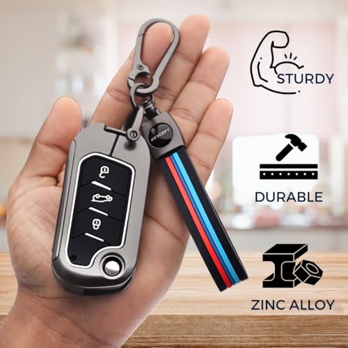 KEYCEPT Metal Alloy Key Cover Compatible for Mahin-dra Scorpio N Classic,3Xo,Xuv 300,Marazzo,Xuv 400,Bolero,Thar Roxx,Tuv 300,Ev 3 Button Flip Key (Long Keychain). - Image 4