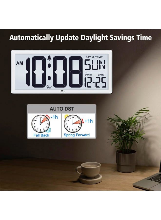 WallarGe Backlight Digital Wall Clock Battery Operated - with Temperature, Date, and Time 14.5'' Large Digital Wall Clock, Easy to Read and Set, Auto DST - Image 5