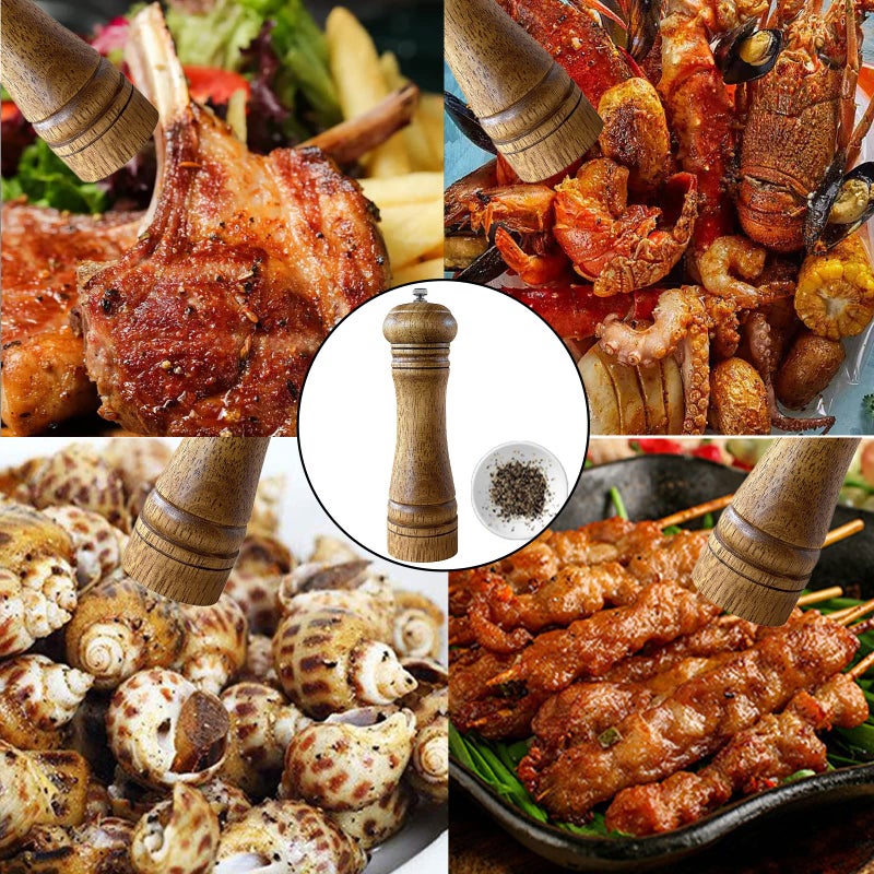 Aveks UMIKAkitchen Salt and Pepper Mill [One Year Warranty], Solid Wood Pepper Mill with Strong Adjustable Ceramic Grinder 8 by UMIKAkitchen - Image 5
