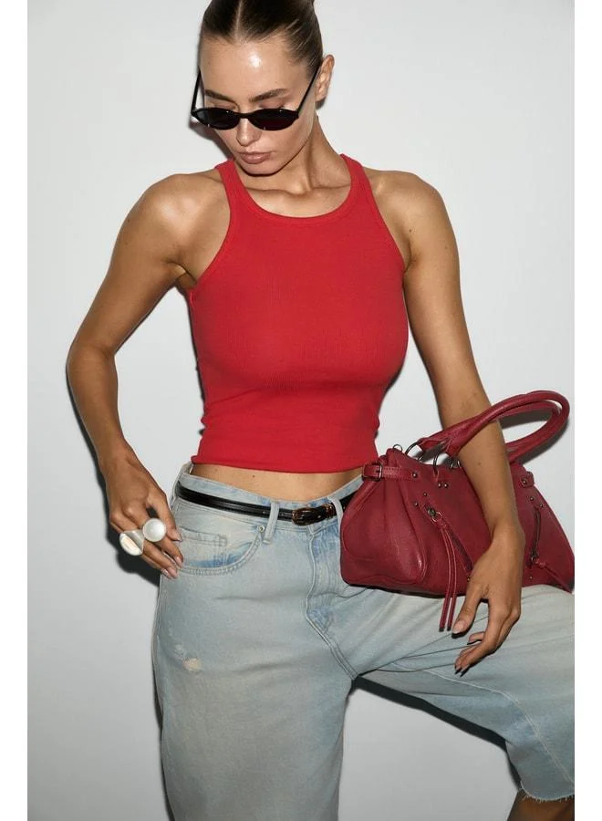 Ethiquet AURELIE Women's Soft and Flexible Fabric Organic Cotton V‑Neck Red Tank Top.