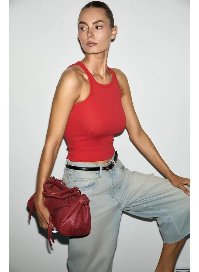 Ethiquet AURELIE Women's Soft and Flexible Fabric Organic Cotton V‑Neck Red Tank Top.