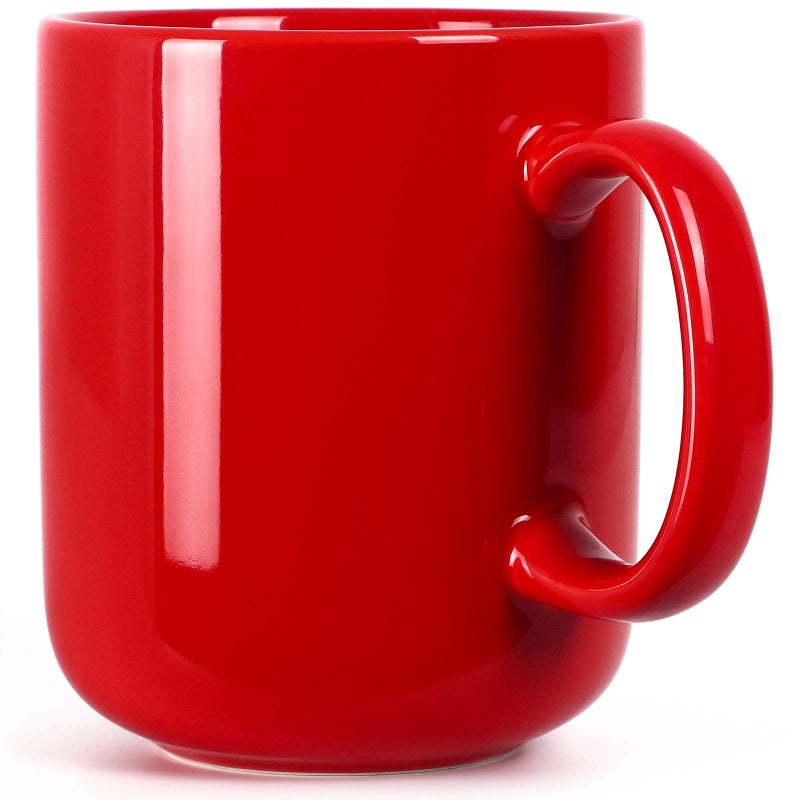 SHOWFULL 20 OZ Large Coffee Mug 600ml Porcelain Extra Big Ceramic Cup for Men Women Tea Coffee Hot Chocolate Latte Red
