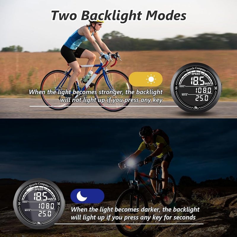 TERRIFI Bike Computer, Auto Start Stop Wireless Cycling Computer, GPS Bicycle Speedometer, IPX5 Waterproof Odometer, Backlit Touch Screen Cycle Tracker for Road MTB, Black 2 Inch 16 Function 28H Battery - Image 5