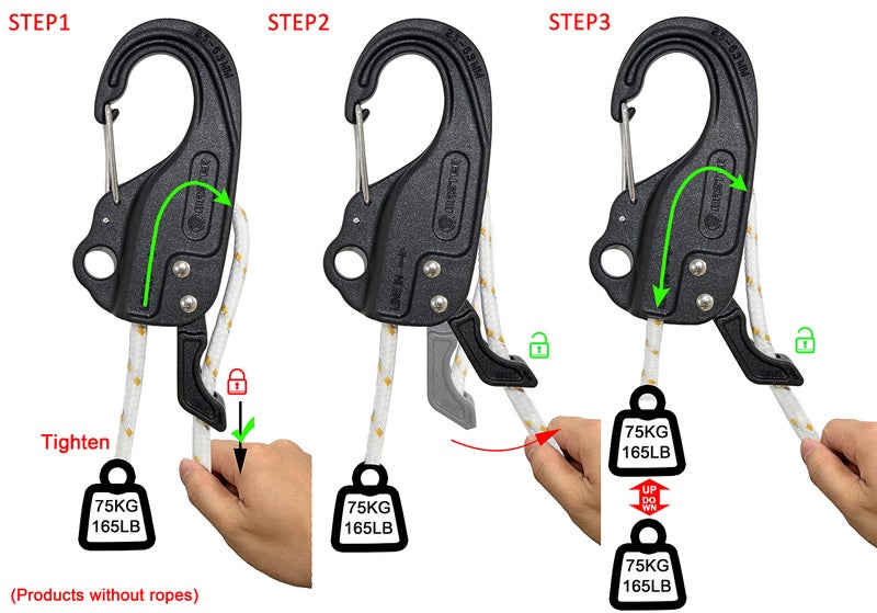 ORX PLUS TOOLS ORXPLUS Tools 2PCS Rope Tightener, Rope Tensioner, Tie Down Mechanism Lock Adjuster fits 1/10"-1/4" Cord for Camping, Outdoor, Garage, Boating, Fishing, Loading - Image 4