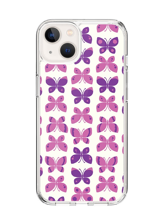 Stylizedd Classic Clear Case for Apple iPhone 14 Plus Case Hybrid Soft Cover Flexible Edges Anti Drop TPU PC Gel Thin Transparent Cover - Sweet Butterfly Full Print