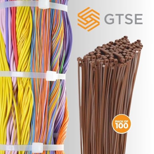 GTSE 8 Inch Brown Zip Ties, 100 Pack, 50lb Strength, UV Resistant Strong Nylon Cable Ties, Self-Locking 8" Tie Wraps - Image 4