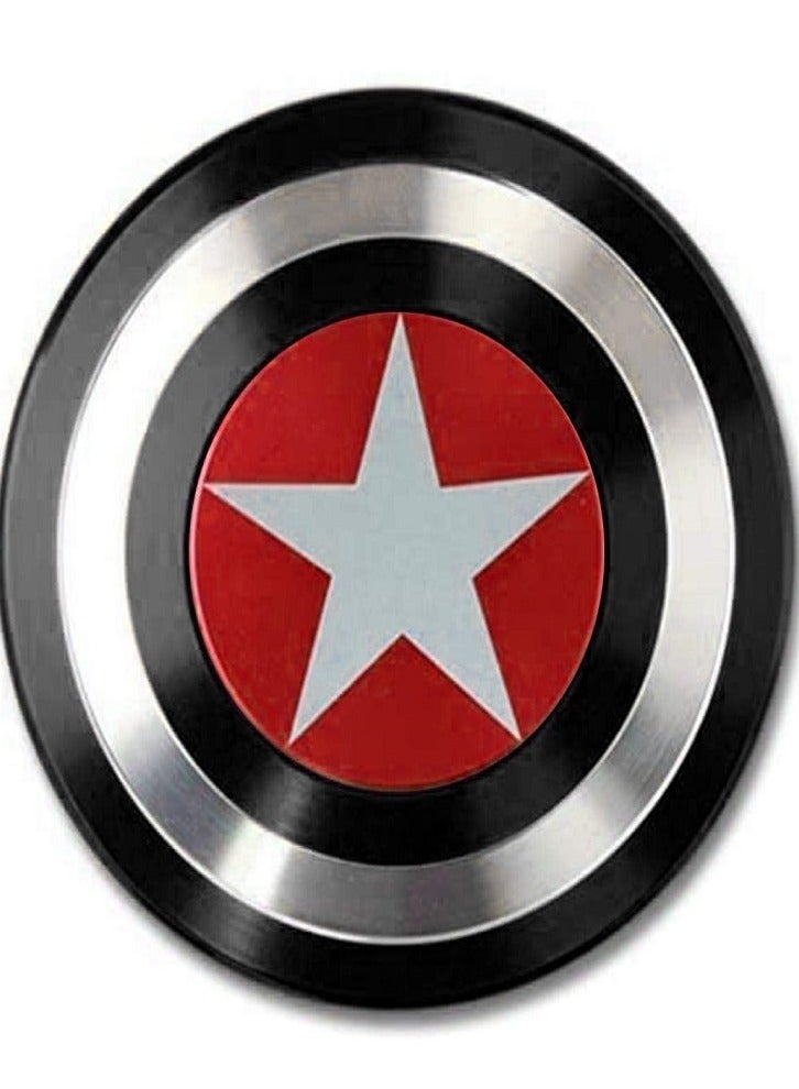 Captain America Shield Finger Hand Spinner Fidget, Super Smooth Long Rotation, Metal Spinner, Stress Relief Toys for Kids/ Adults (Black) - Image 1