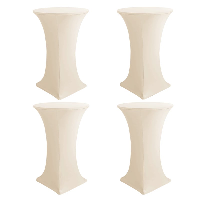 HolidayIdeas Cocktail Table Covers 4 Pack  Fitted Stretch Spandex Square Corners Cocktail Tablecloths Beige Fit for 3032 Diameter x 43 Height Tables