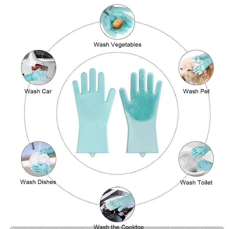 ClearChoice:- Silicone Gloves Dog Cat Bathing Shampoo Brush,Advanced Silicone Hair Removal Gloves with high Density Teeth for Cats Dogs(Multi Color)(1 PIS) - Image 3