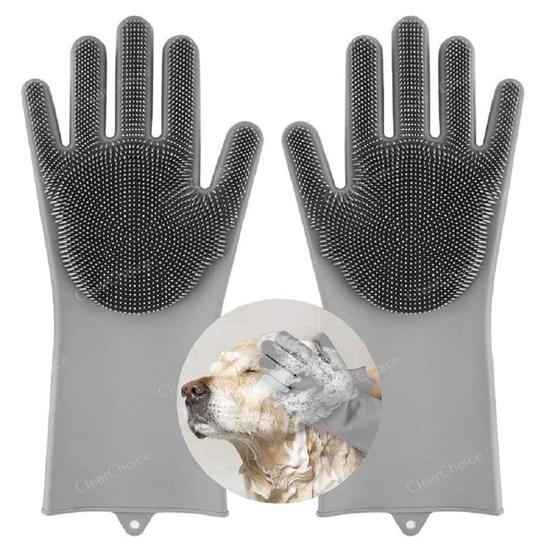 ClearChoice:- Silicone Gloves Dog Cat Bathing Shampoo Brush,Advanced Silicone Hair Removal Gloves with high Density Teeth for Cats Dogs(Multi Color)(1 PIS) - Image 5