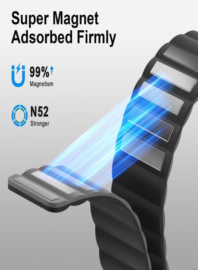Anlinser Magnetic Bands Compatible with Samsung Galaxy Watch Ultra Strap 47 mm, Waterproof Sports Silicone Strap with Magnet Compatible with Samsung Watch Ultra, Black/Grey - Image 4