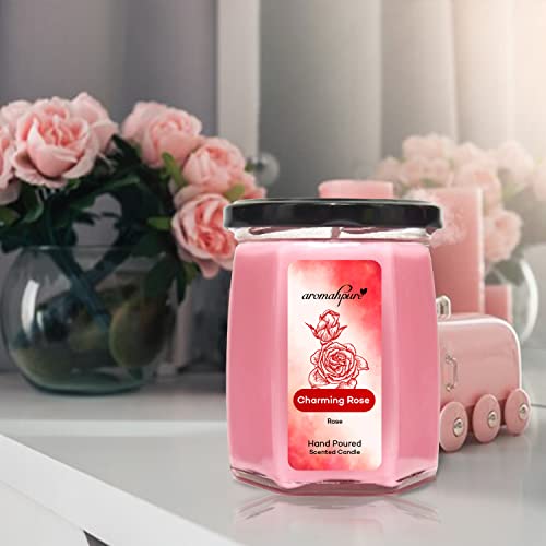 Aromahpure Scented Candles (Set 1) (50 Hours) (100% Soy Wax)- Handcrafted | Smoke-Free | (Orange, Rose) - Image 3