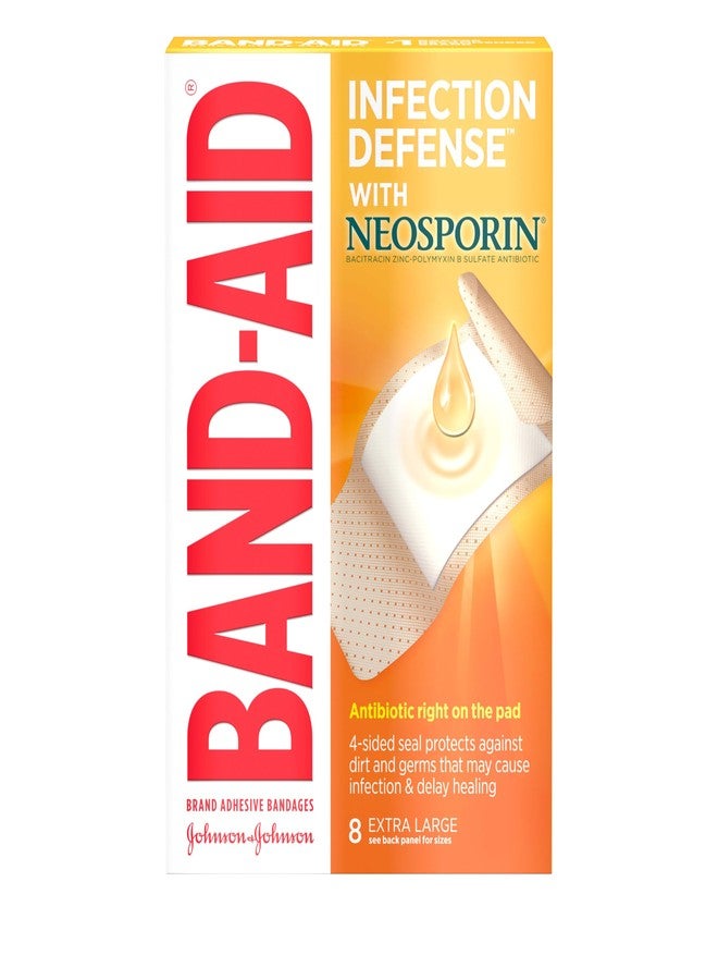 Band-Aid Brand Adhesive Bandages, Plus Antibiotic, Extra Large, 8-Count All-One-Size - Image 1