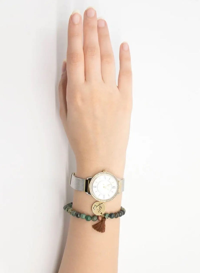 أم أم أيه من معدن الإنسان سبحة وسوار إني قريب المكونة من الأحجار الكريمة مع قلادة مطلية بالذهب عيار 18 قيراط - Image 5