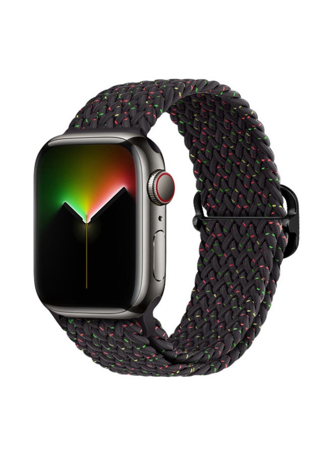 For Apple Apple Iwatch Watch Strap Flat For Rainbow Nylon Woven Slide Buckle Elastic Strap Universal - Image 1