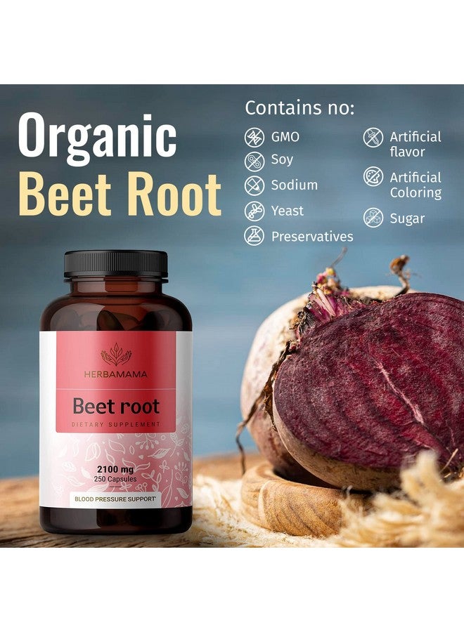 HERBAMAMA Beet Root Capsules Organic Beetroot Powder Pills Beet Root Supplements 2100Mg 250 Caps - Image 5