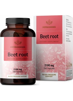 HERBAMAMA Beet Root Capsules Organic Beetroot Powder Pills Beet Root Supplements 2100Mg 250 Caps  - Image 1