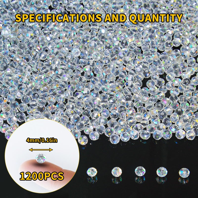 Laopottbeads 1200Pcs 4Mm Crystal Glass Beads For Jewelry Making Beads For Bracelets Necklace Pendants Making Supplies(White Ab Color) - Image 2