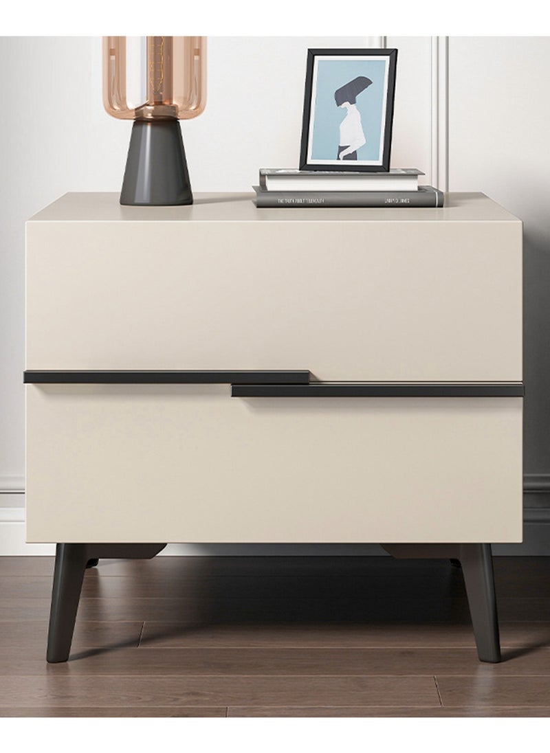 Lafulaifu Bedside Table Night Stand End Table Dresser for Home,Nightstand with 2 Drawers , Bedside Coffee Table for Bedroom Accessories Beige 44*41*48cm  - Image 1