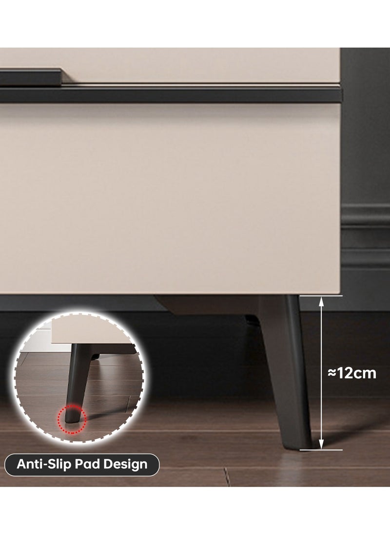 Lafulaifu Bedside Table Night Stand End Table Dresser for Home,Nightstand with 2 Drawers , Bedside Coffee Table for Bedroom Accessories Beige 44*41*48cm  - Image 2