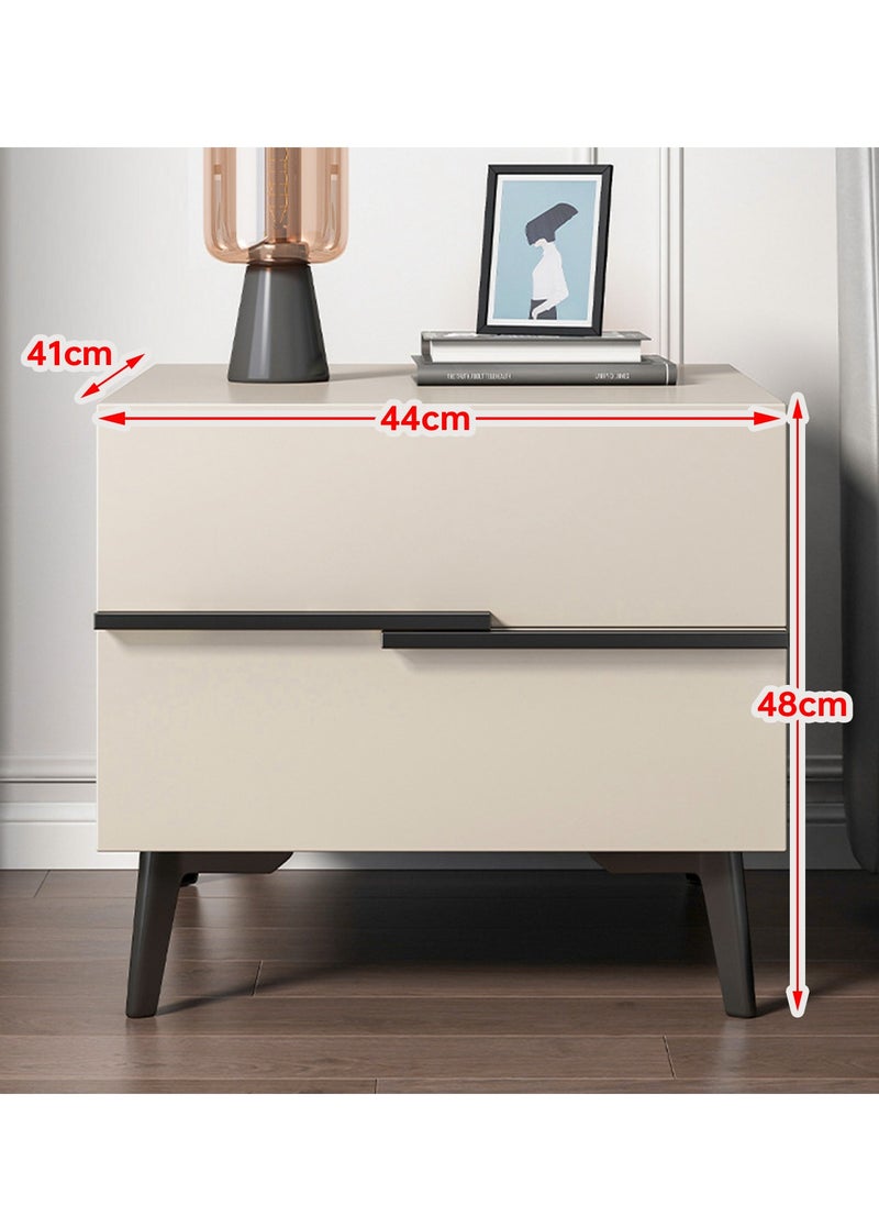 Lafulaifu Bedside Table Night Stand End Table Dresser for Home,Nightstand with 2 Drawers , Bedside Coffee Table for Bedroom Accessories Beige 44*41*48cm  - Image 3