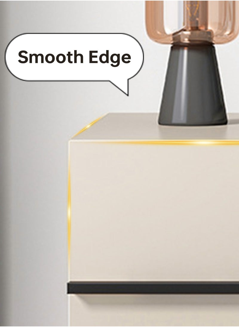 Lafulaifu Bedside Table Night Stand End Table Dresser for Home,Nightstand with 2 Drawers , Bedside Coffee Table for Bedroom Accessories Beige 44*41*48cm  - Image 4