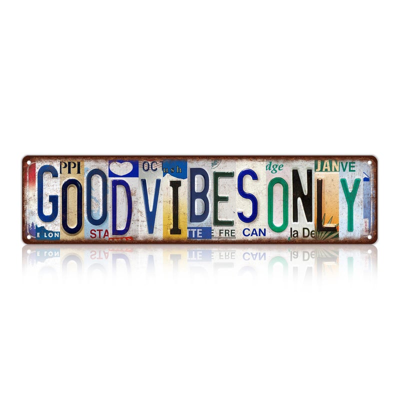MTsigns Vintage Good Vibes Only Metal Tin Signs Street Signs Man Cave Bar Cafe Home Wall Decor 16 x 4 Inches - Image 1