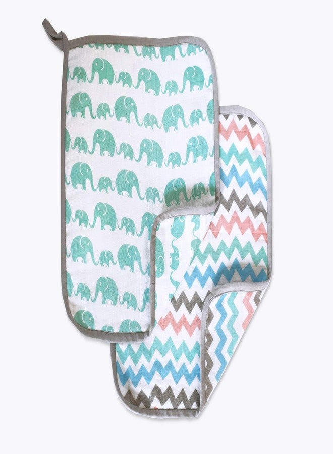Masilo Muslin Cotton Baby Washcloth, for New Born Pack of 2 - Elephant Parade - Image 2