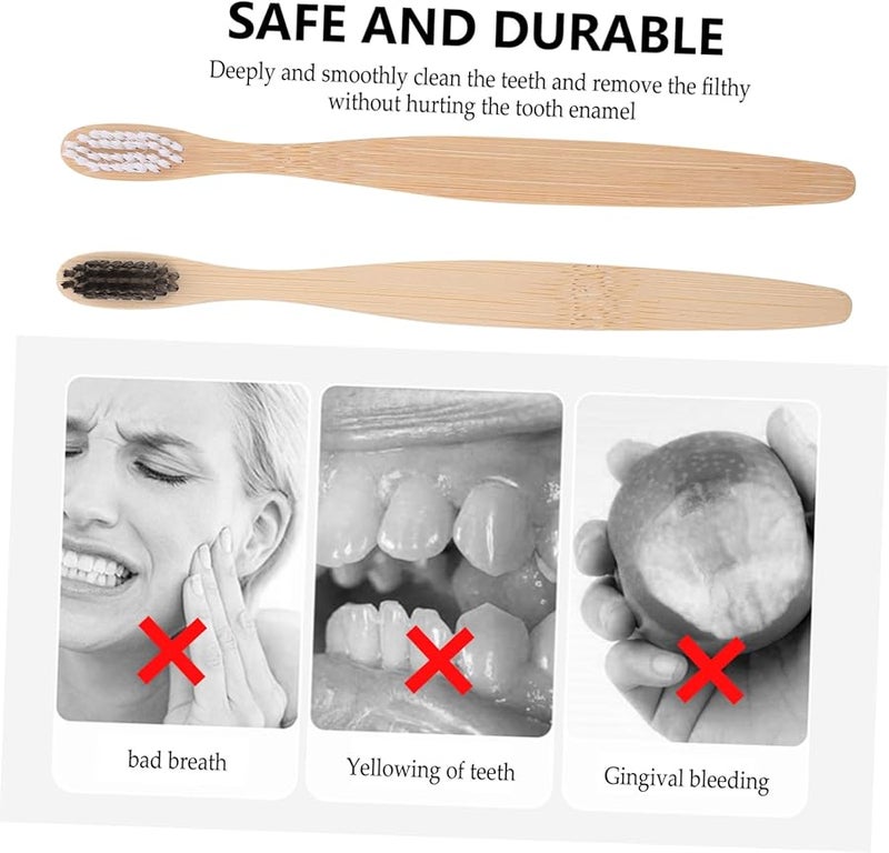 فرشاة أسنان طبيعية من الخيزران 2 قطعة بشعيرات ناعمة للعناية بالأسنان الحساسة واللثة - Image 5