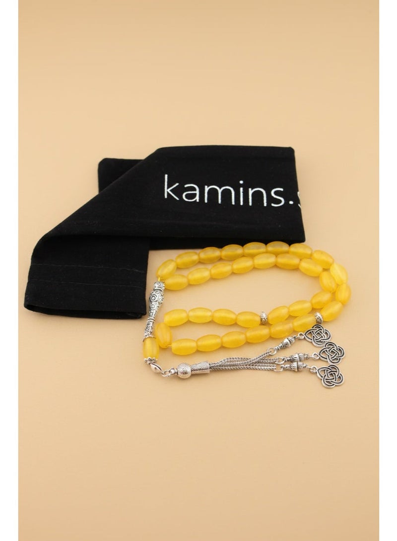 Kamins Collection Oval Yellow Agate Tasbih - Image 1