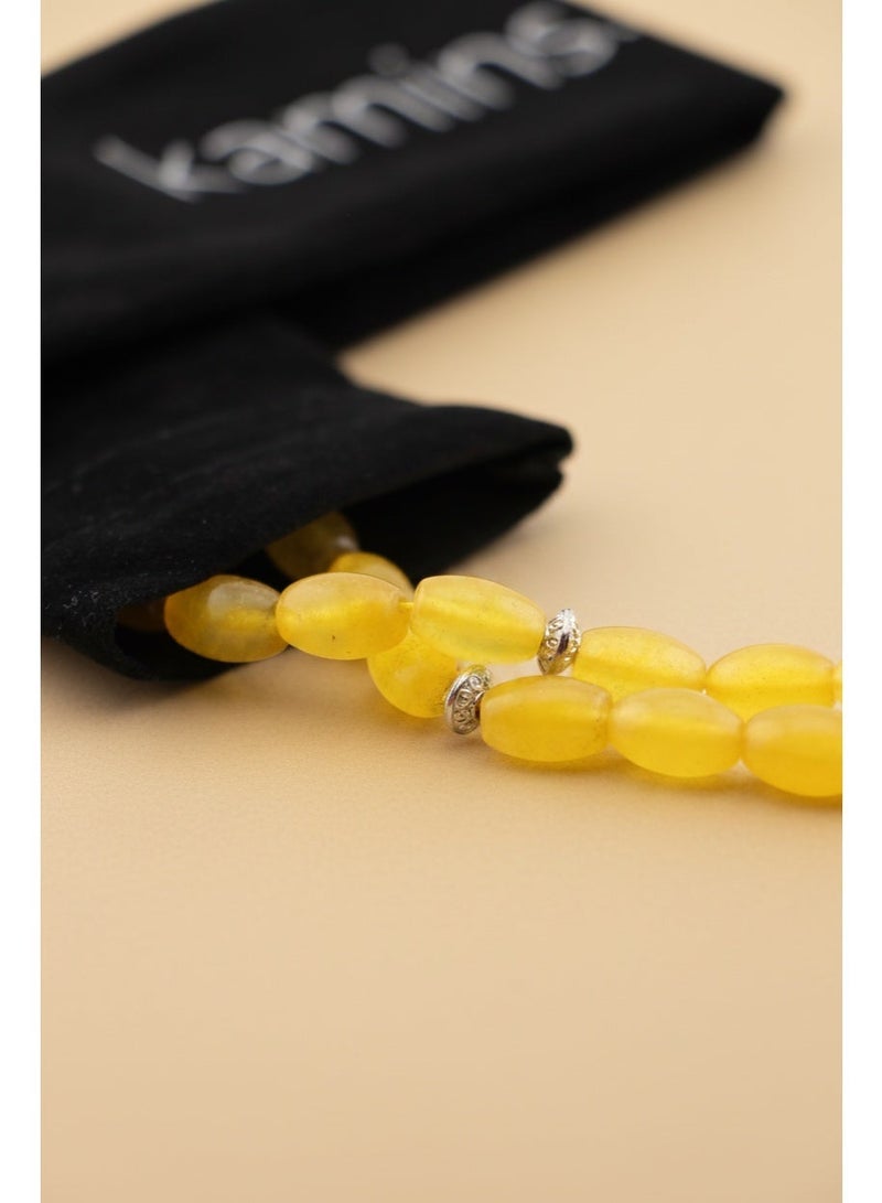 Kamins Collection Oval Yellow Agate Tasbih - Image 4