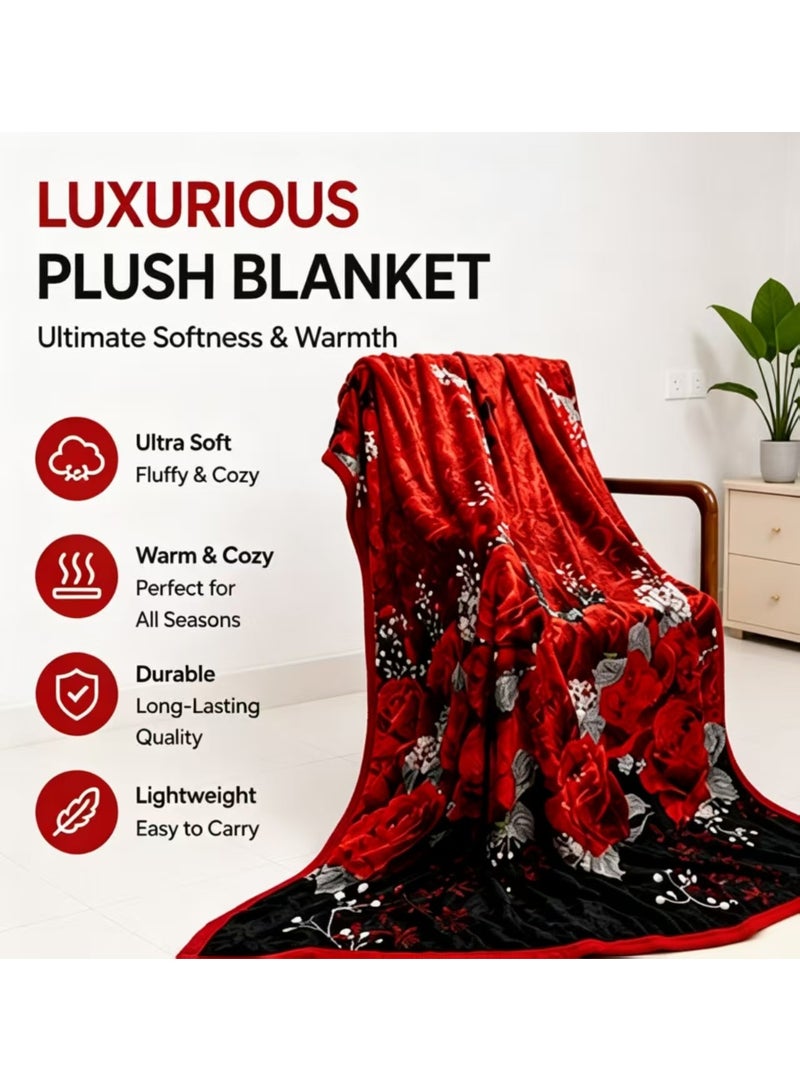 Red rose floral pattern, perfect for naps. Comfortable and breathable. Size: 160x220cm. Suitable for living room, sofa, bedroom, and home décor. - Image 3