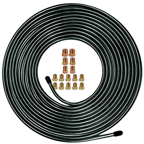 MuHize Brake Line Tubing Kit 3/16 inch 25 Feet with 16 Flare Fittings - Rust-Proof PVF Coated Steel Roll Flexible Tubing for Cars, Trucks, SUV - Compatible with Ford, GM, Honda, Toyota Vehicles - Image 1