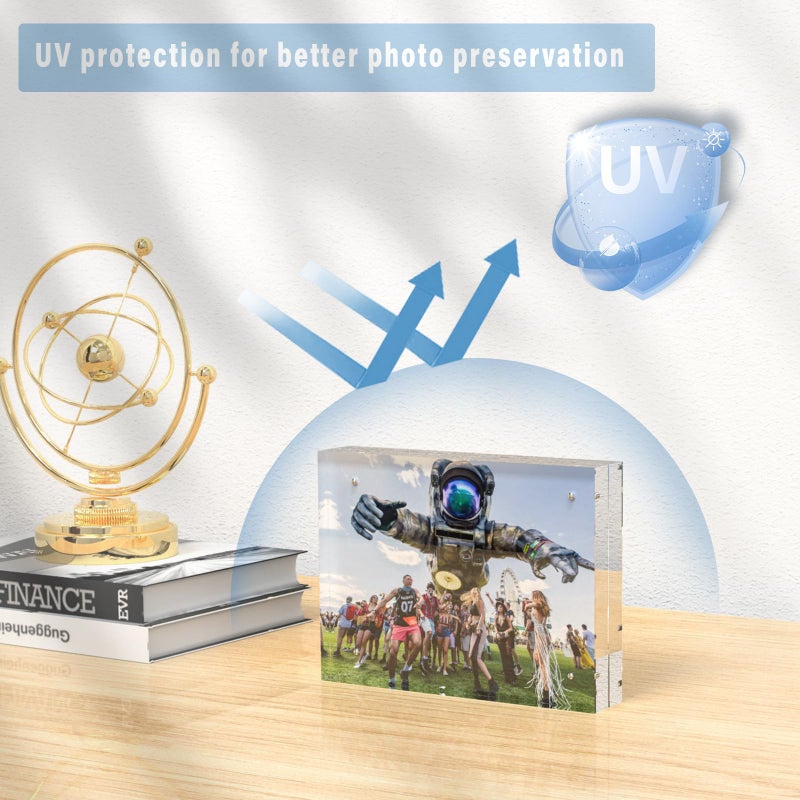 HELPLEX Acrylic Frame  2 Pack 8.5x11 Acrylic Picture Frames  24mm Thicker Frameless Clear Frame Double Sided Magnetic Frame  Free Standing Desktop Display Stand Acrylic Frames - Image 5