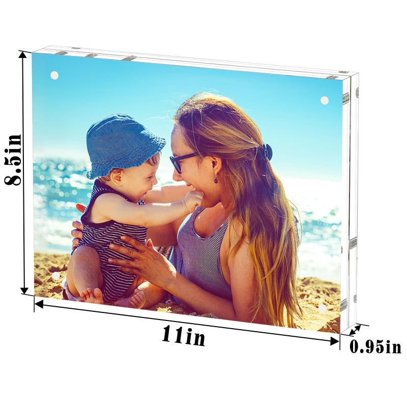 HELPLEX Acrylic Frame  2 Pack 8.5x11 Acrylic Picture Frames  24mm Thicker Frameless Clear Frame Double Sided Magnetic Frame  Free Standing Desktop Display Stand Acrylic Frames - Image 2