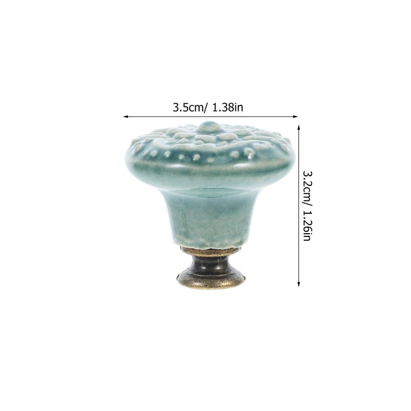 6pcs Antique Ceramic Cabinet Knobs Single Hole Decorative Drawer Pulls Vintage Flower Pattern For Kitchen Wardrobe Cupboard Doors Celadon Green - Image 3