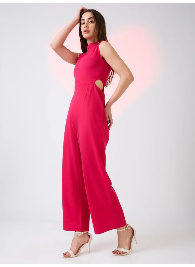 globus Women Sleeveless High Neck Waist Cut Out Detail Party Jumpsuit