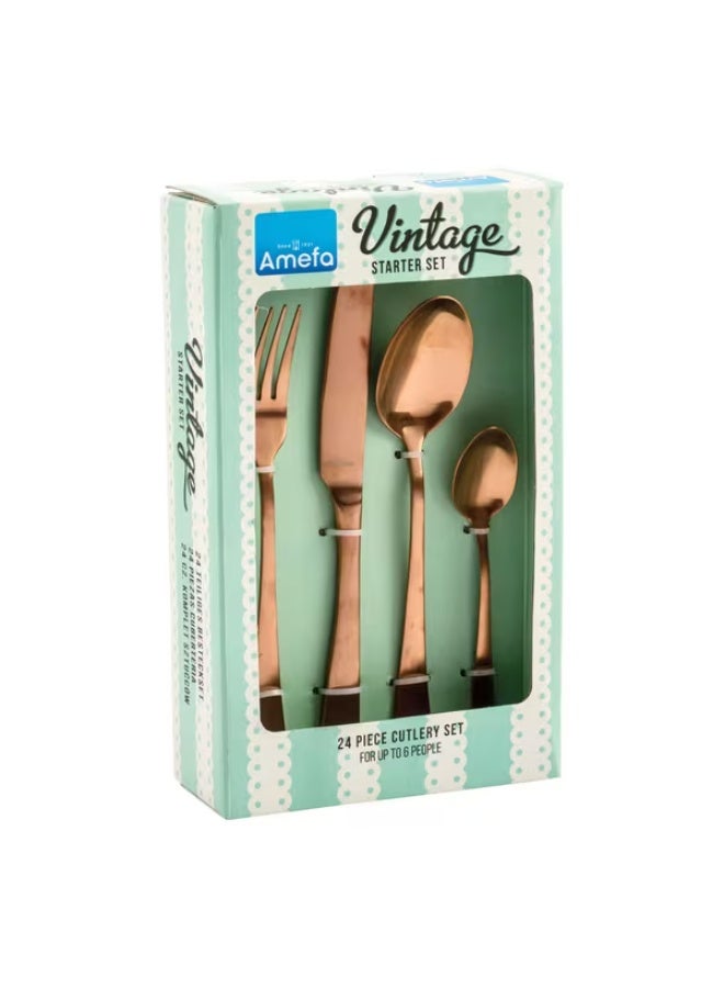 أميفا طقم أدوات مائدة عصري من الفولاذ المقاوم للصدأ مكون من 24 قطعة، لون نحاسي 1410AEVGX4C40 - Image 2