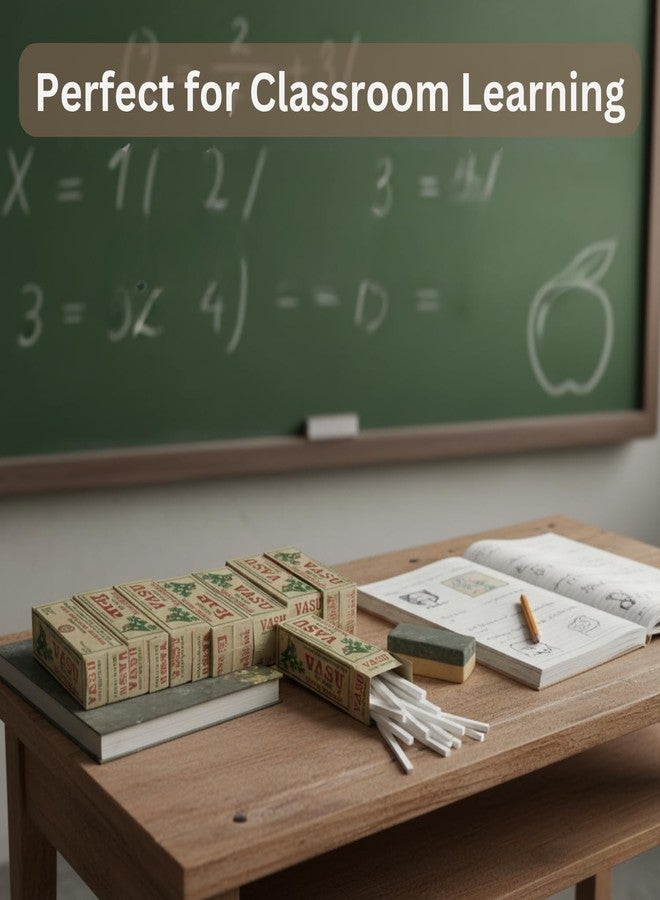 Brighty 7 Box Vasu Thin Slate Pencil | 100 Sticks Natural Earthy Chalk | Soft White Slate Stone for Writing, Drawing, Craft & Marking | Eco Friendly & Non Toxic Slate Pencil Set - Image 2