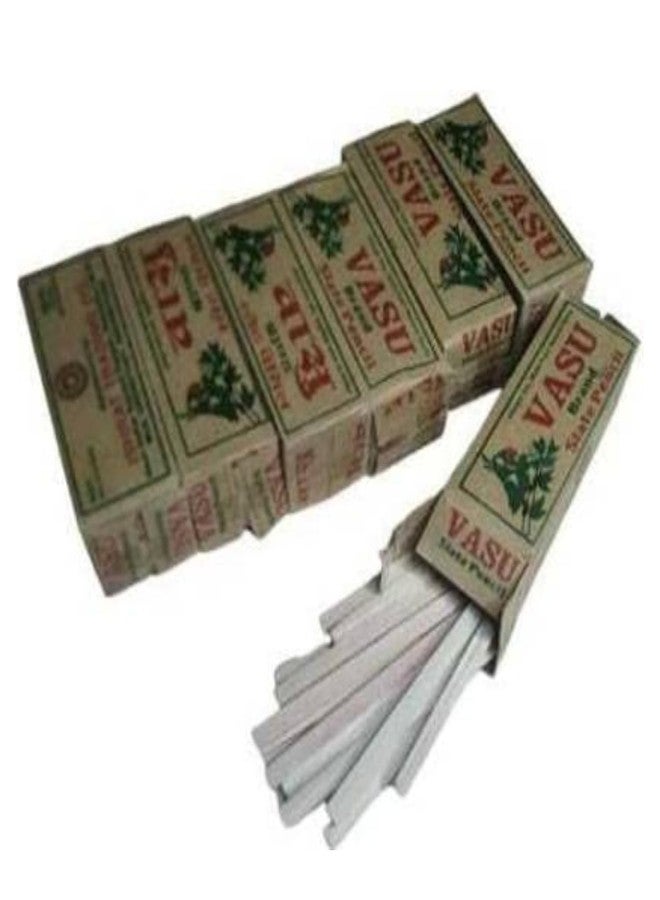 Brighty 7 Box Vasu Thin Slate Pencil | 100 Sticks Natural Earthy Chalk | Soft White Slate Stone for Writing, Drawing, Craft & Marking | Eco Friendly & Non Toxic Slate Pencil Set - Image 1