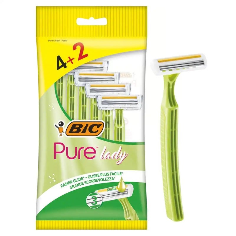 BIC Pure Lady Triple Blades Razors for Women- 6pcs - Image 1