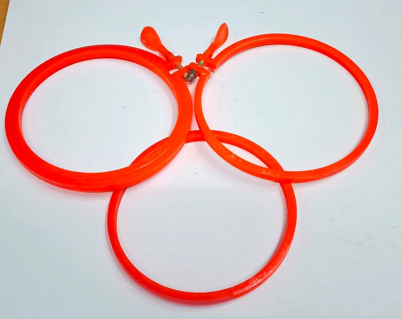 Plastic Embroidery Hoop Ring Frame 2 Pcs Orange 5 inch  - Image 5