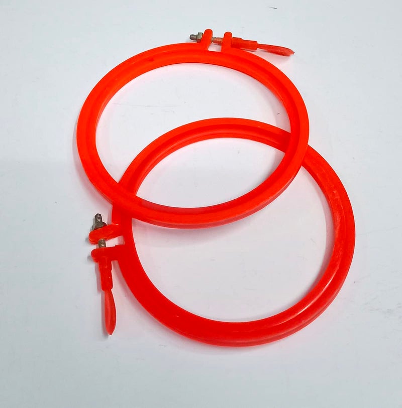 Plastic Embroidery Hoop Ring Frame 2 Pcs Orange 5 inch  - Image 3
