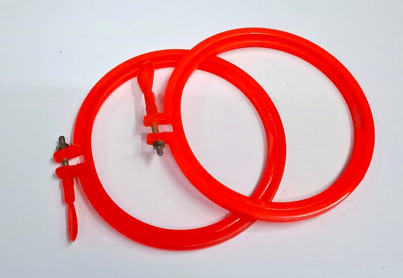 Plastic Embroidery Hoop Ring Frame 2 Pcs Orange 5 inch  - Image 1