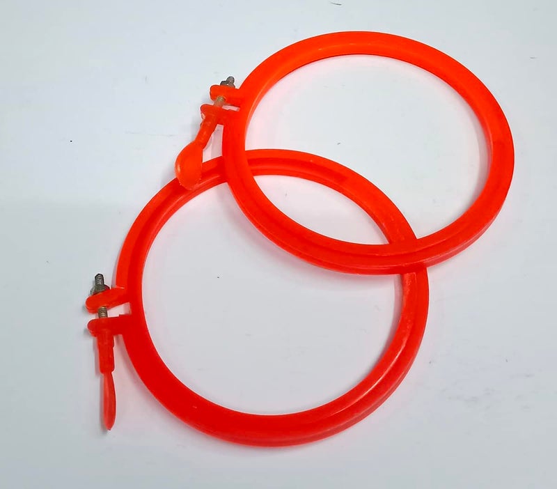 Plastic Embroidery Hoop Ring Frame 2 Pcs Orange 5 inch  - Image 2