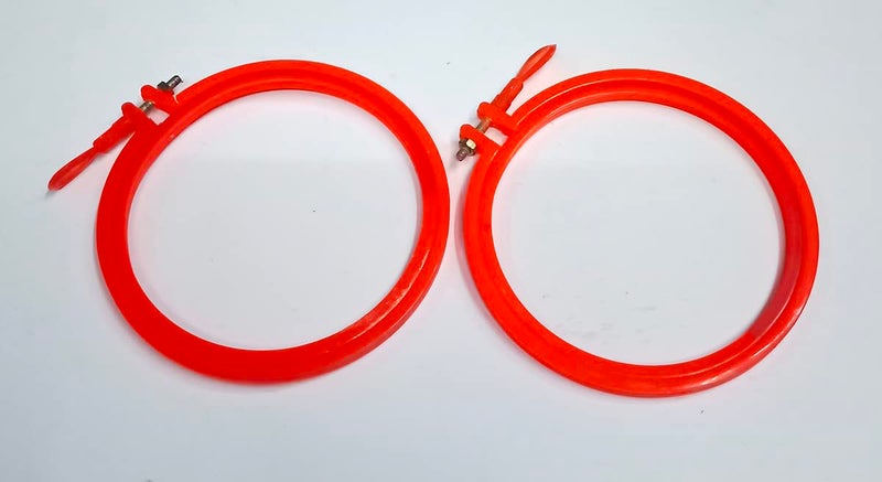 Plastic Embroidery Hoop Ring Frame 2 Pcs Orange 5 inch  - Image 4